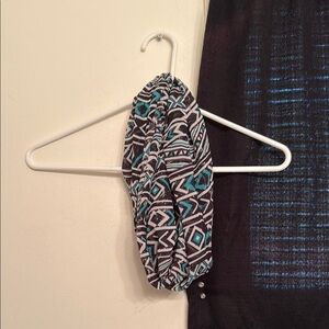 Geometric Black and Teal Infinity Scarf